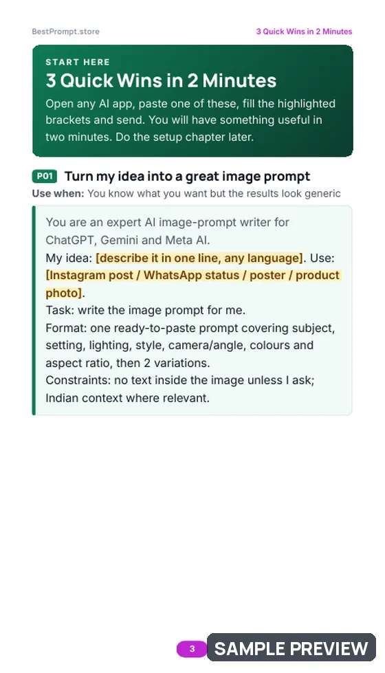 Sample page 3 of AI Photo Editing & Image Prompts: Quick wins