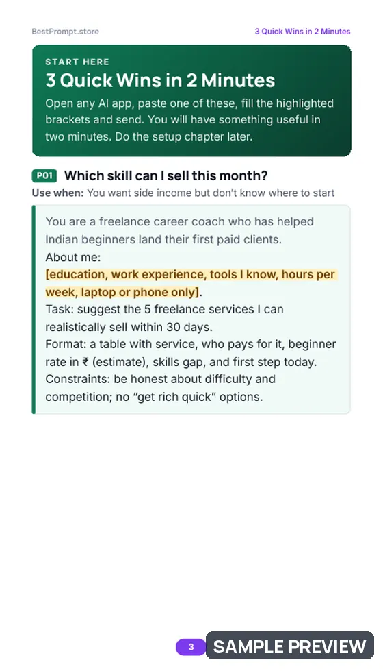 Sample page 3 of Freelancing & Side Income with AI: Quick wins