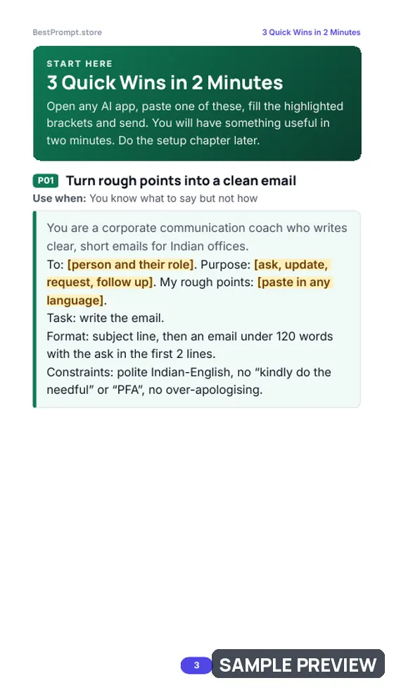 Sample page 3 of Professional Emails & Office Communication: Quick wins