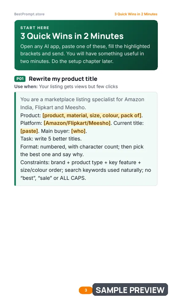 Sample page 3 of Sell Online: Meesho, Amazon, Flipkart & Instagram Shop: Quick wins