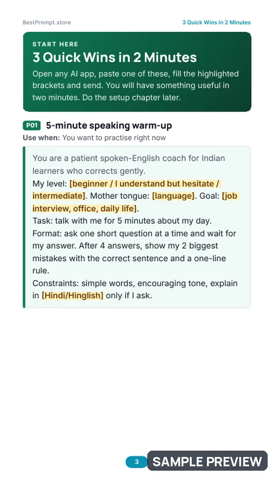 Sample page 3 of Spoken English Coach in Your Pocket: Quick wins