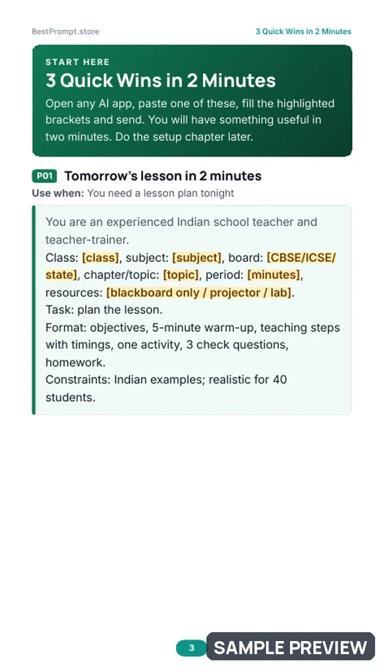 Sample page 3 of AI Toolkit for Teachers & Tutors: Quick wins