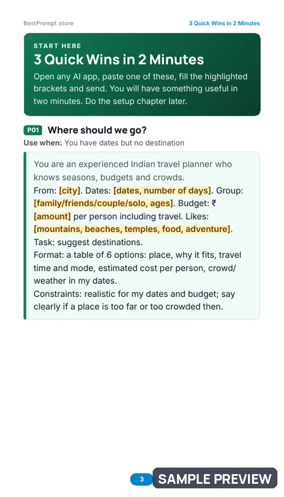 Sample page 3 of Smart Travel Planner with AI: Quick wins