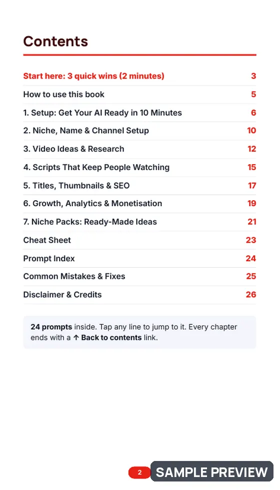Sample page 2 of YouTube Channel Starter Kit: Contents